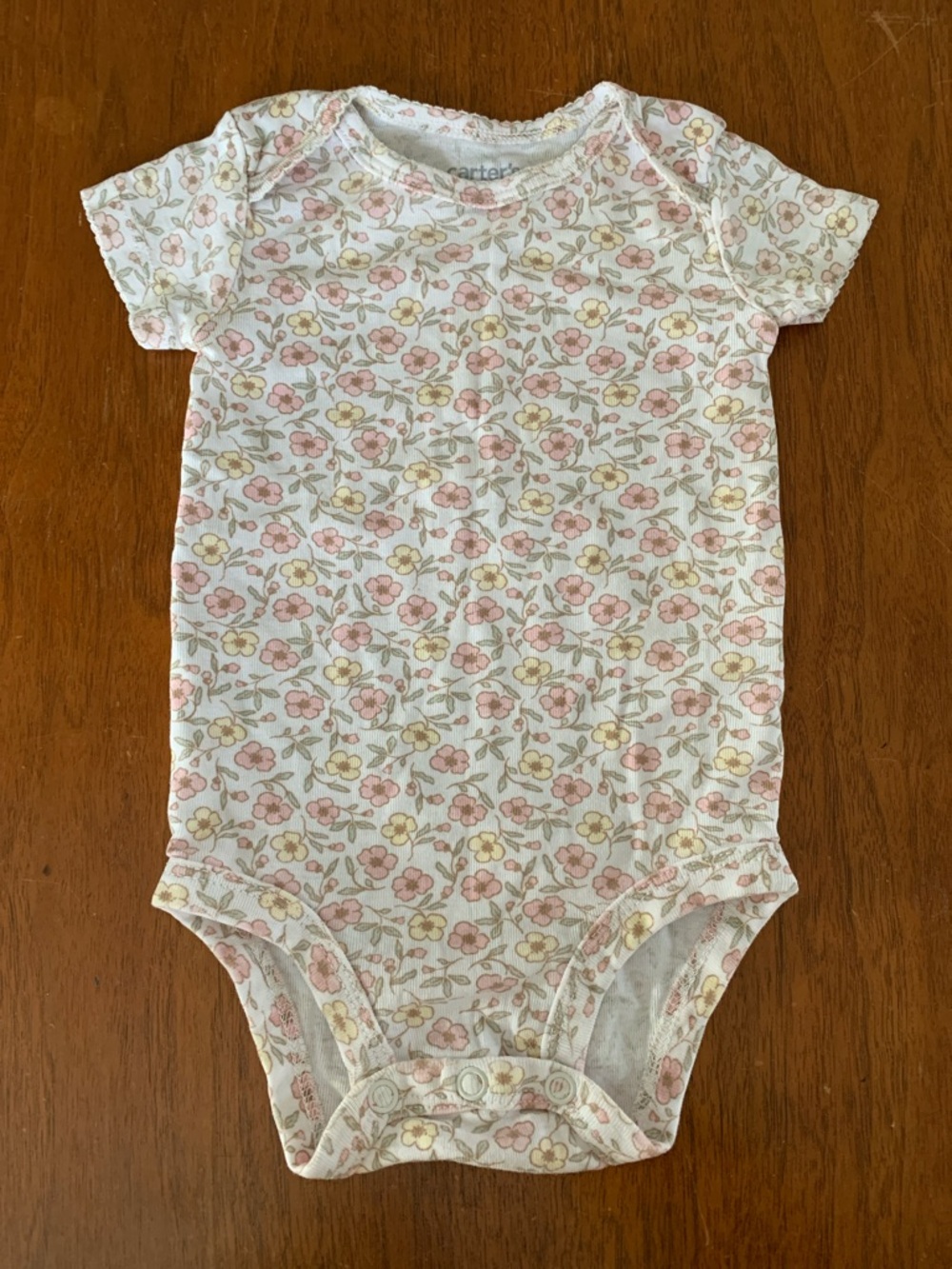🍓3/$10 NWOT Carter's White One-Piece with Pink and Yellow Floral Pattern 3-6m